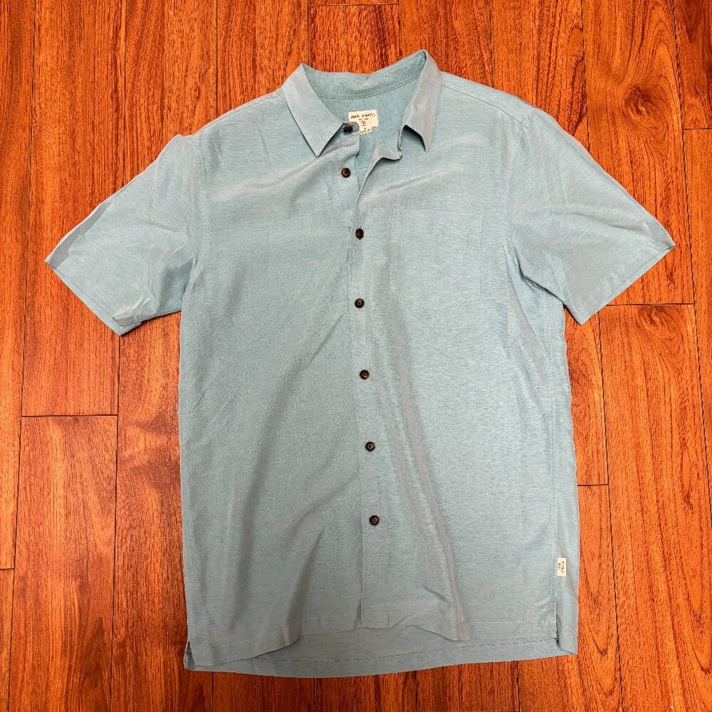 Jack O'Neill Teal Shadowvale Short Sleeve Button Down; Size Small